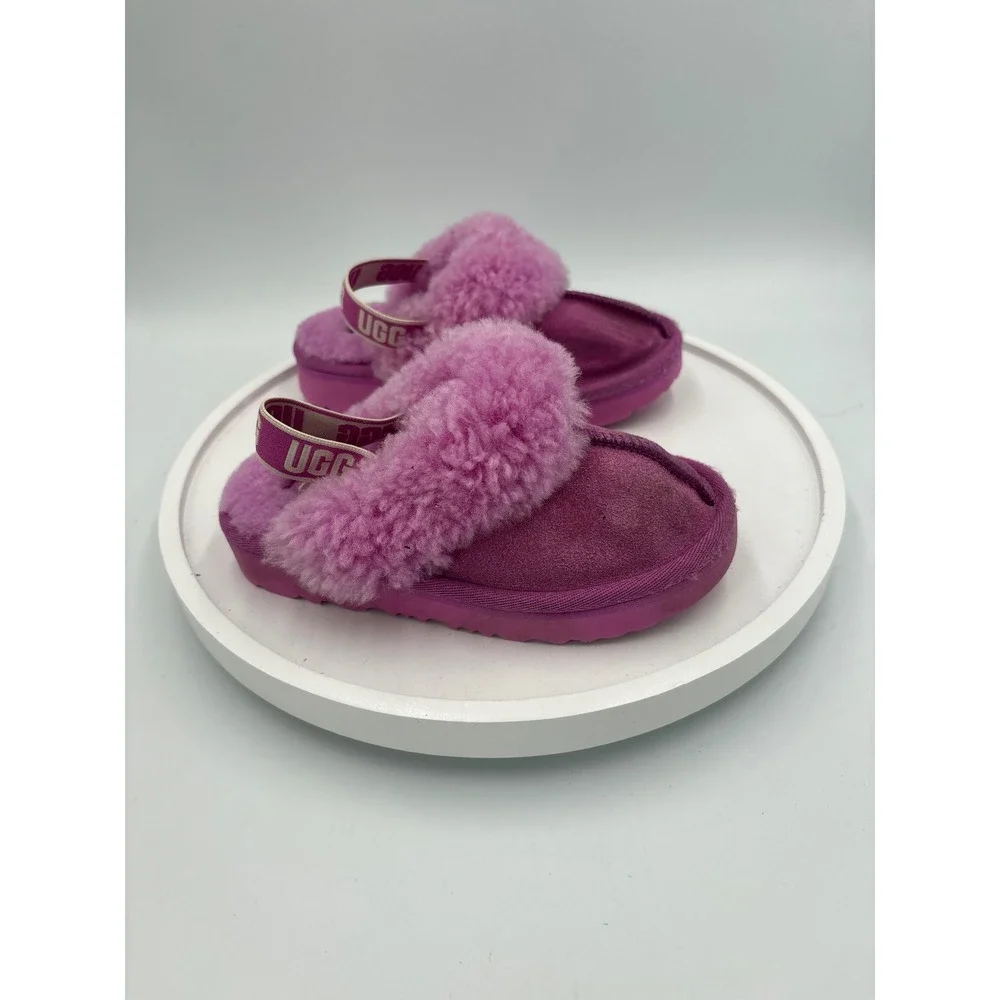 UGG Kids Fluff Yeah Slide Rock Rose Pink Sheepskin Slippers 1130330 Size 10T